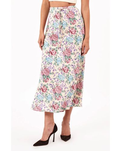 Rolla's Rosette Linen Blend Maxi Skirt - Pink