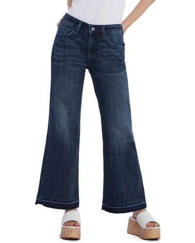 HINT OF BLU Ruby Release Hem Relaxed Flare Leg Jeans - Blue