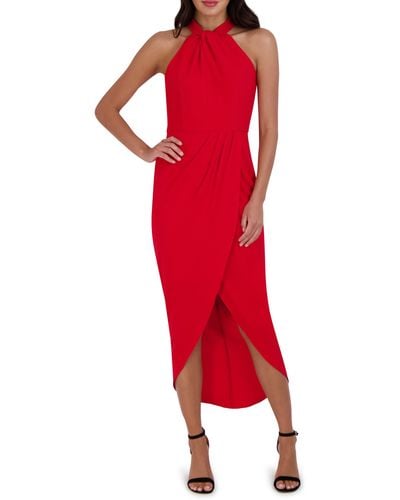 Julia Jordan Knot Neck Halter Dress - Red