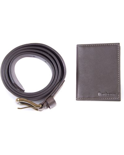Barbour Leather Belt And Billfold Wallet Set - Blue
