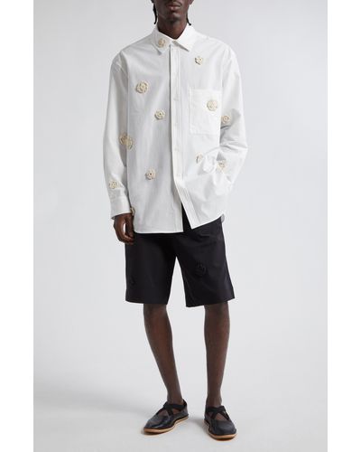 Song For The Mute Floral Appliqué Button-up Shirt - White