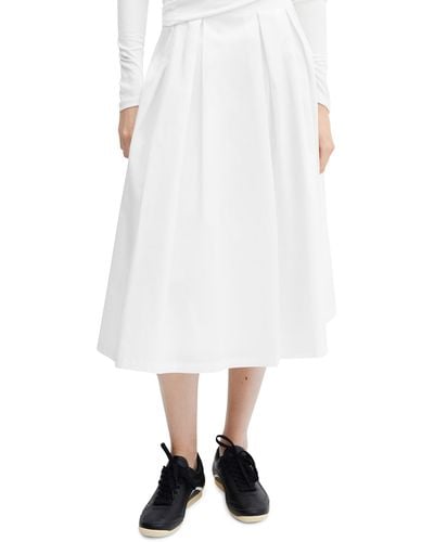 Mango Plank Pleated Midi Skirt - White