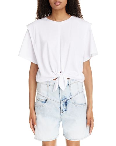 Isabel Marant Zelikia Modern Tie Front Cotton Jersey Top - White