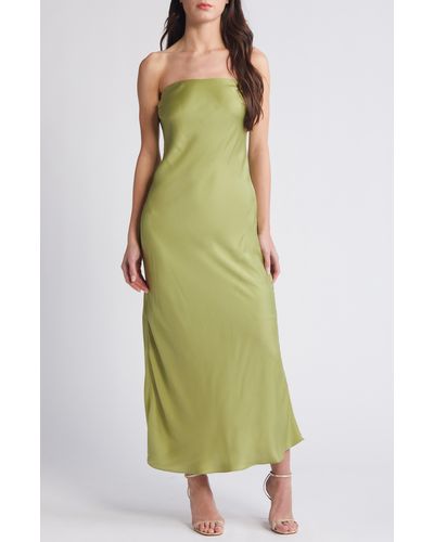 Bardot Casette Strapless Satin Cocktail Dress - Green