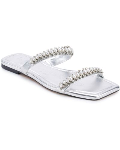 Karl Lagerfeld Payzlee Rhinestone Slide Sandal - White