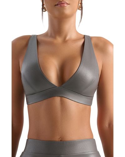 Naked Wardrobe Faux Leather Bra Top - Green