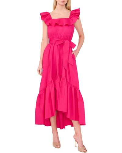 Cece Ruffle Neck Maxi Dress - Pink