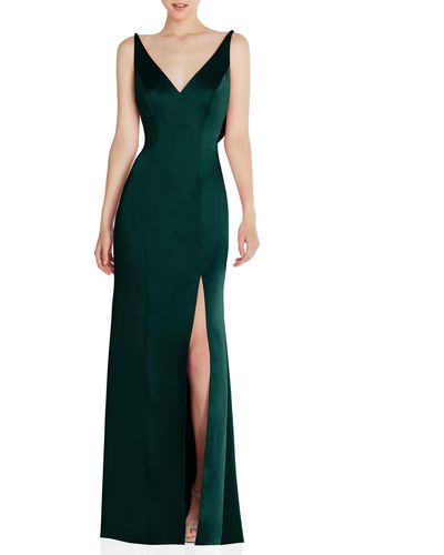After Six Cowl Back Charmeuse Gown - Green