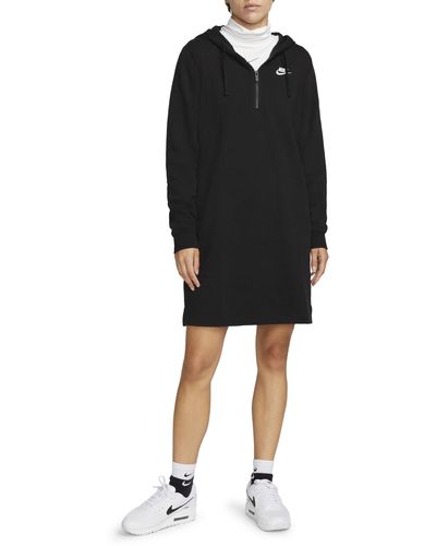 Nike Sportswear Club Half Zip Hooded Fleece Dress - Black