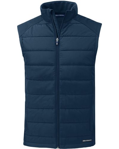 Cutter & Buck Evoke Water & Wind Resistant Full Zip Recycled Polyester Puffer Vest - Blue