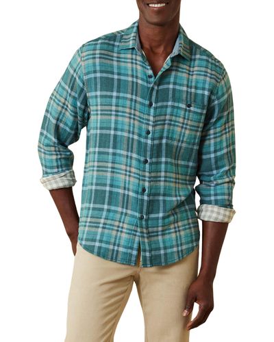 Tommy Bahama Double Duty Plaid Cotton Flannel Button-up Shirt - Blue