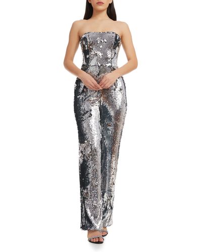 Dress the Population Andy Sequin Strapless Jumpsuit - Black