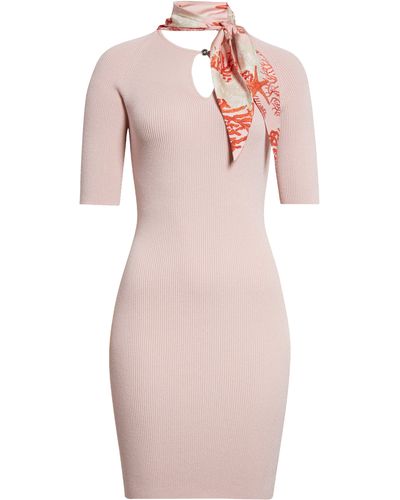 Versace Holiday Twilly Cutout Rib Dress - Pink