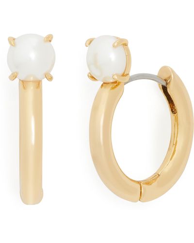 Kate Spade Imitation Pearl Chunky Hoop Earrings - Metallic