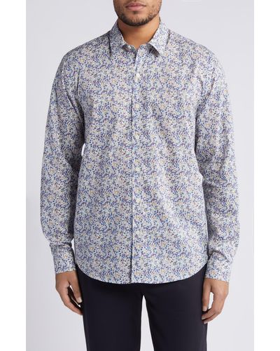 Liberty Wiltshire Bud Lasenby Floral Cotton Button-up Shirt - Gray