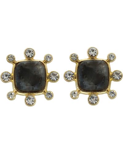 Panacea Square Crystal Stud Earrings - Black