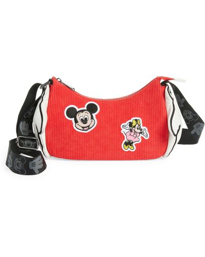 Loungefly X Disney 100 Mickey & Minnie Corduroy Crossbody Bag - Red