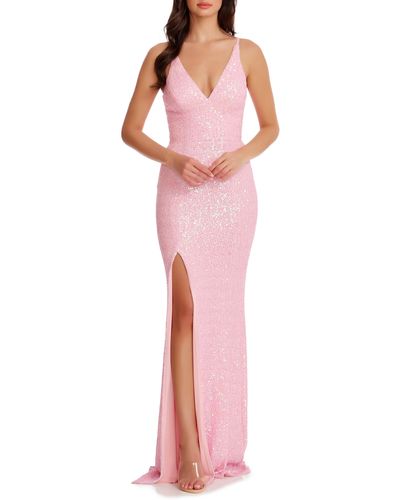 Dress the Population Iris Sequin Mermaid Gown - Red