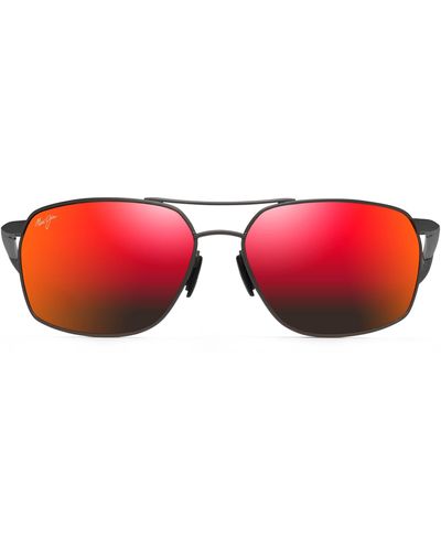 Maui Jim Puu Kukui 58mm Polarized Rectangle Sunglasses - Red