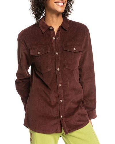 Roxy Let It Go Cotton Corduroy Button-up Shirt - Red