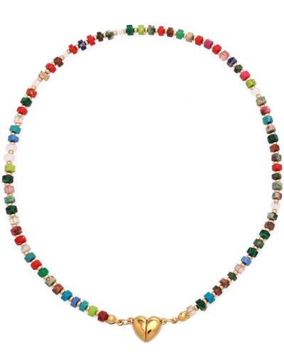 petit moments Celeste Beaded Heart Clasp Necklace - Multicolor
