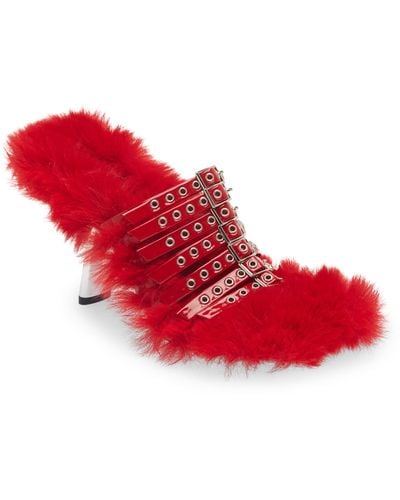 Jeffrey Campbell Fuzz Out Slide Sandal - Red