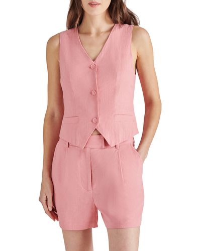 Steve Madden Selene Linen Blend Vest - Pink