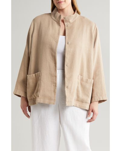 Eileen Fisher Organic Linen & Organic Cotton Jacket - Natural