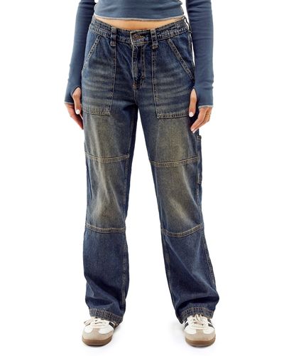 BDG Tinted Wide Leg Utility Jeans - Blue