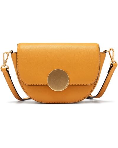 orYANY Lottie Leather Saddle Crossbody Bag - Orange