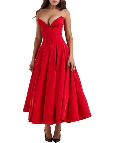 House Of Cb Lady Strapless Midi Dress - Red