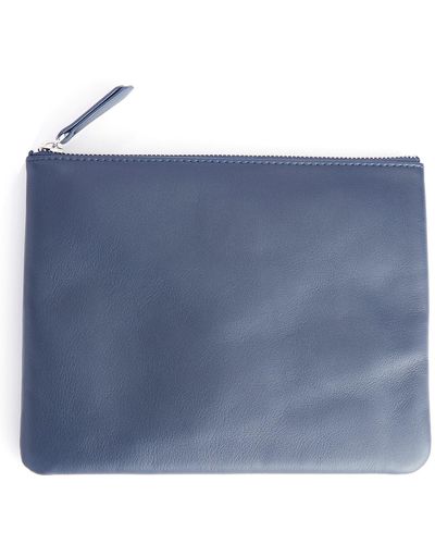 ROYCE New York Personalized Leather Travel Pouch - Blue