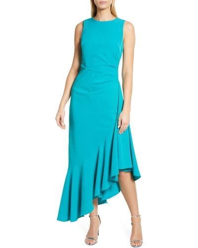 Eliza J Asymmetric Ruffle Hem Cocktail Dress - Blue