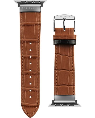 Ted Baker Croc Embossed Leather Apple Watch® Band - Brown