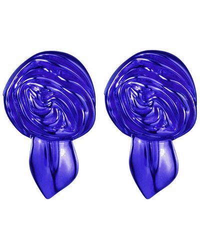 Sterling King Rosette Stud Earrings - Blue