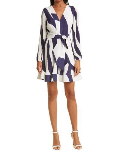 MILLY Liv Abstract Zebra Print Long Sleeve Dress - Multicolor