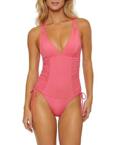 SOLUNA Shirred Cinched Tie One-piece Swimsuit - Pink