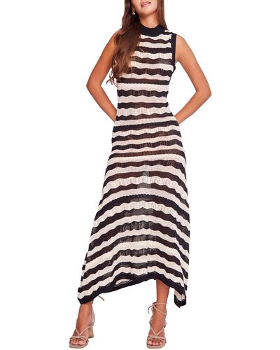 CAPITTANA Mila Stripe Crochet Sleeveless Cover-up Dress - White