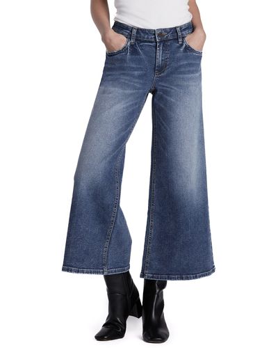 HINT OF BLU Mercy High Waist Crop Wide Leg Jeans - Blue