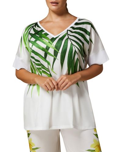 Marina Rinaldi Edam V-neck Top - Green