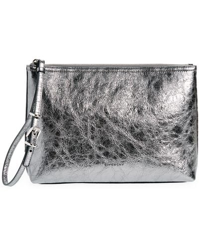 Givenchy Voyou Metallic Leather Travel Pouch - Gray