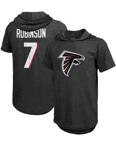 Majestic Threads Bijan Robinson Atlanta Falcons Player Name & Number Tri-blend Slim Fit Hoodie T-shirt At Nordstrom - Black