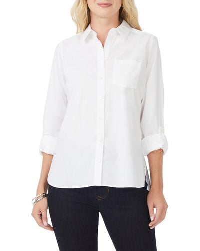 Foxcroft Cole Roll Sleeve Button-up Shirt - White