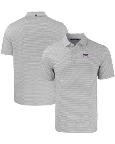 Cutter & Buck /white Tcu Horned Frogs Big & Tall Forge Eco Double Stripe Stretch Recycled Polo At Nordstrom - Gray