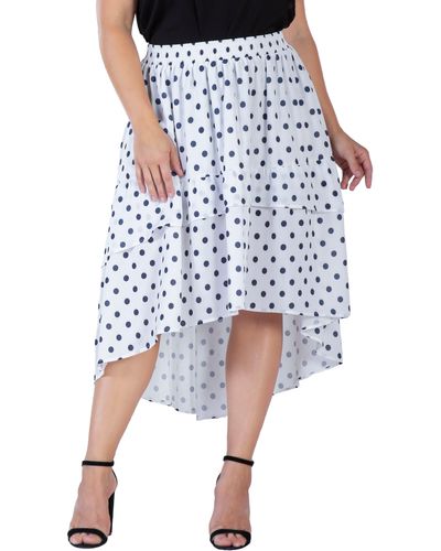 Standards & Practices Polka Dot Tiered High-low Skirt - Blue