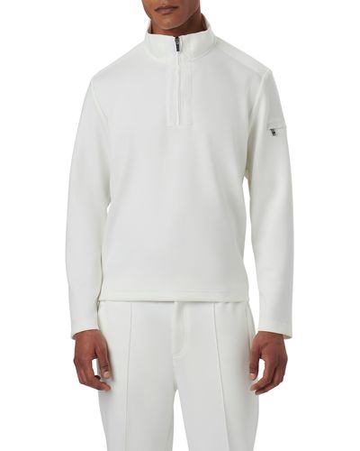 Bugatchi Quarter Zip Pullover - White