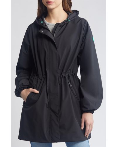 Save The Duck Fleur Water Resistant Hooded Raincoat - Black