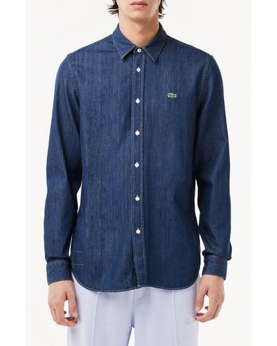 Lacoste Regular Fit Denim Button-up Shirt - Blue