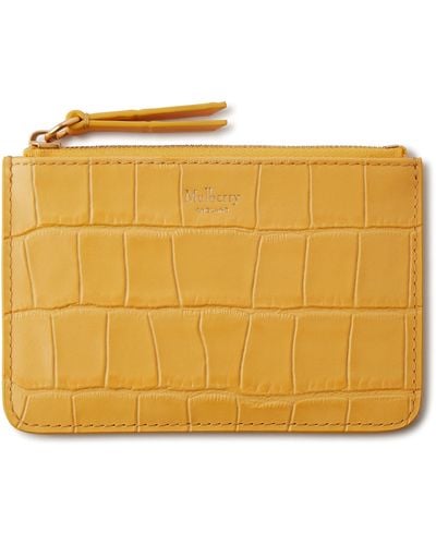 Mulberry Small Croc Embossed Leather Zip Pouch - Orange