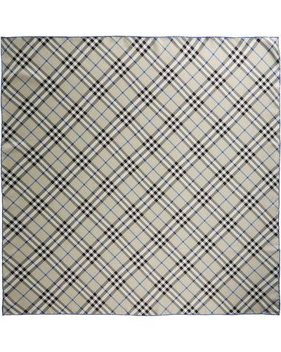 Burberry Check Square Silk Twill Scarf - Gray